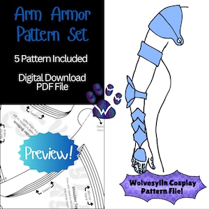 Custome Shoulder and Arm Armor pattern set - 5 Patterns Included - medieval knight cosplay templates for eva foam builds - pdf file