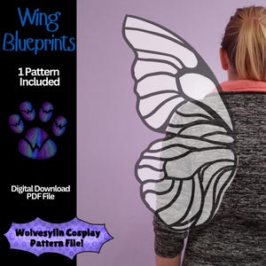 Modelo 2D de projeto de asas de borboleta feito com espuma eva para fazer suas próprias fantasias de cosplay de larp - Download de arquivo PDF