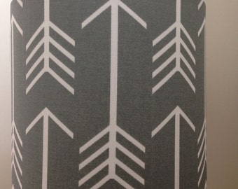 Arrows grey handmade lampshade, various sizes and coloured linings