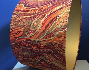 Rust & gold marble effect lampshade, handmade with orange terracotta fabric, luxe home gift shade, various sizes and lining colours