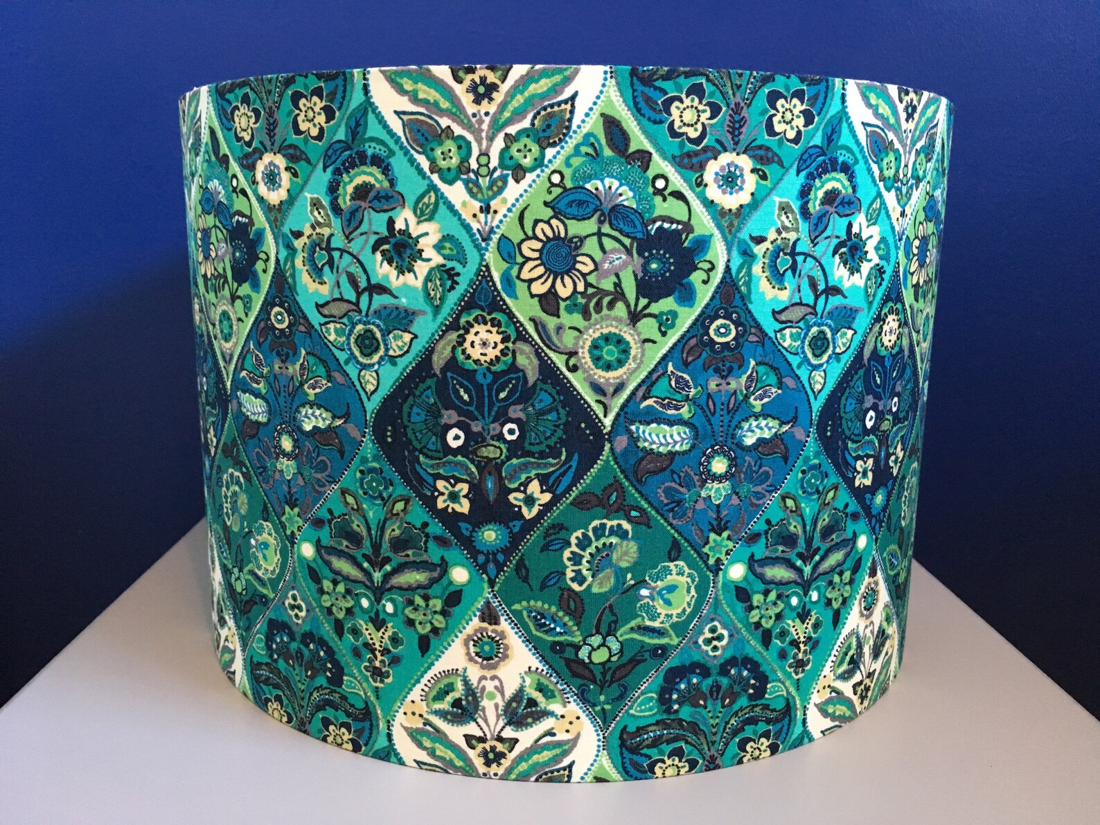 Teal & Green Lampshade Handmade in Moroccan Tile Fabric Etsy