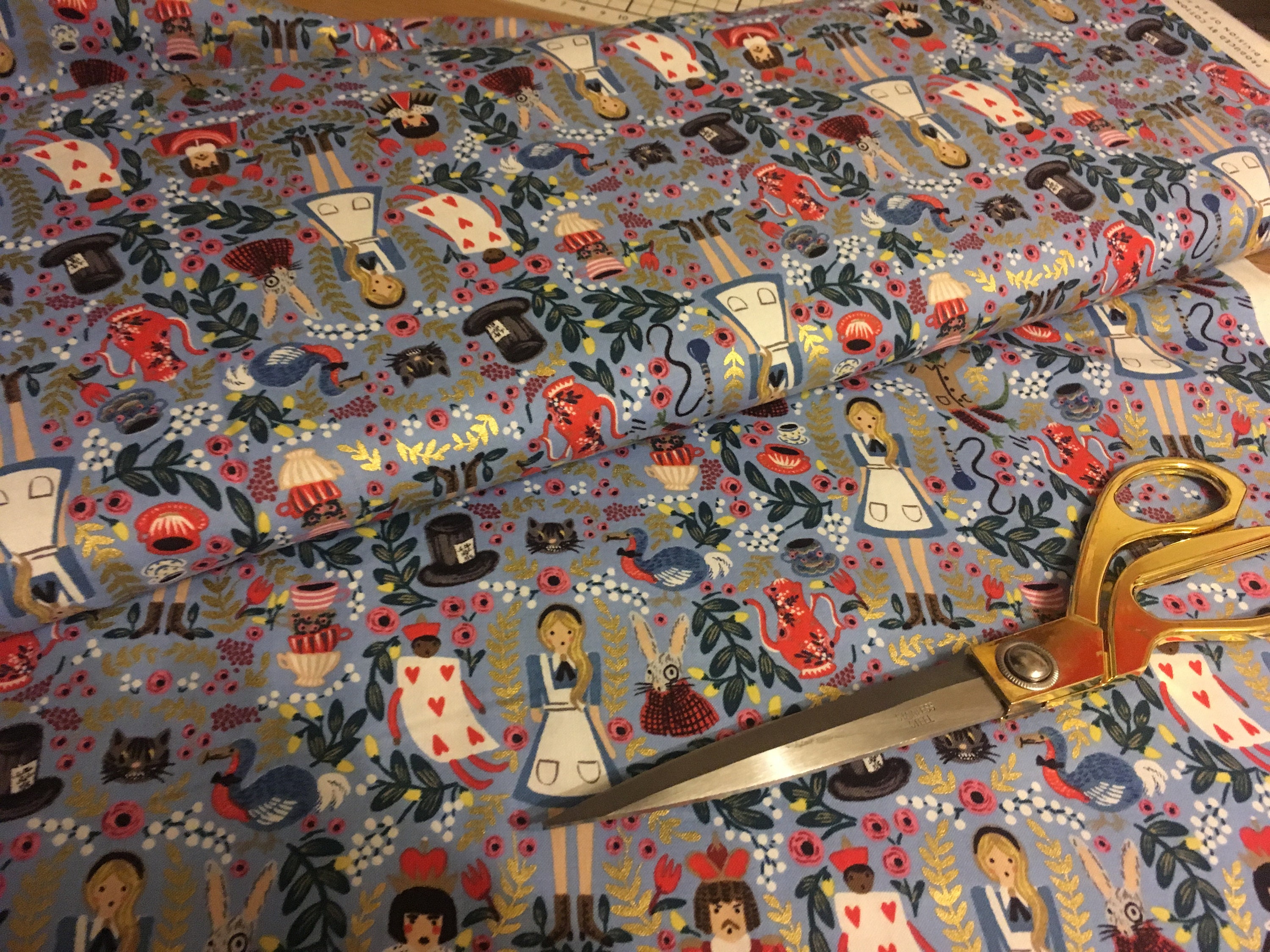 Alice in Wonderland fabric by Cotton & Steel with gold Etsy