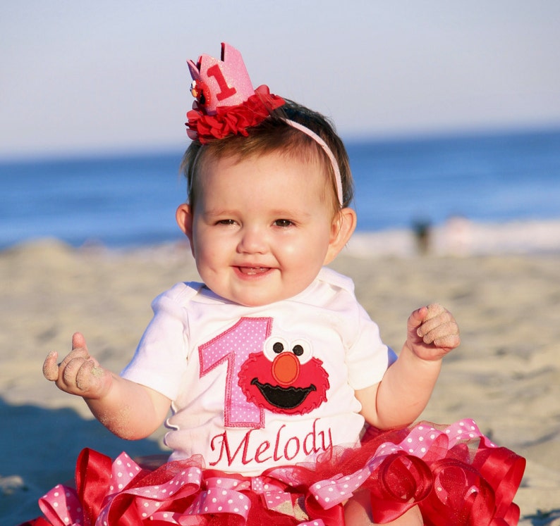 hot pink lavender and red elmo birthday crown Custom elmo birthday crown headband