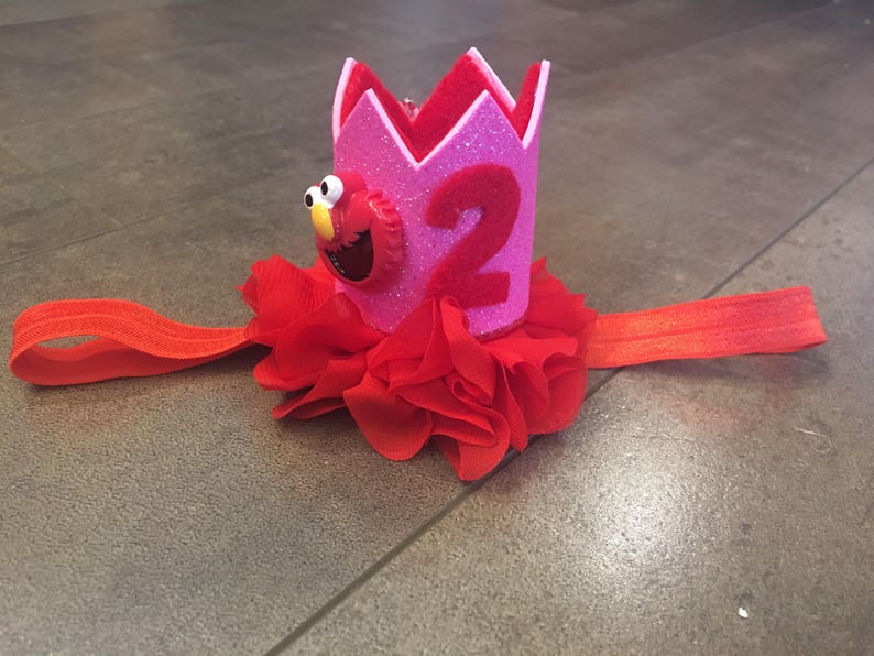 hot pink lavender and red elmo birthday crown Custom elmo birthday crown headband
