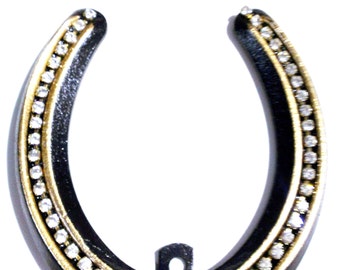 Véritable fer à cheval porte-bonheur avec strass