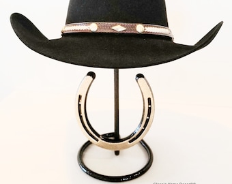 Cowboy Hat Stand with Genuine Horseshoe Black/Gold