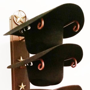 Cowboy Hat Holder with Lone Star Rust with Gold Stars