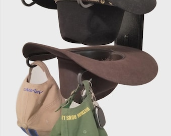 American Made 2 Hat Cowboy Hat Rack – Wall Mounted Black | Mark Christopher Collection