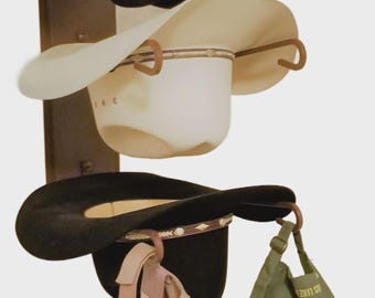 American Made 3 Hat Rack – Wall Mounted Cowboy Hat Holder Rust | Mark Christopher Collection