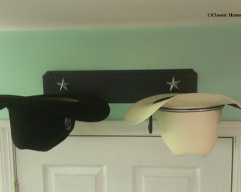 American Made Cowboy Hat Rack Black With Silver Stars