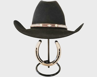 Cowboy Hat Stand with Horseshoe, American Made Hat Holder, Western Hat Rack, Desk Dresser Office Hat Display, Mark Christopher Collection