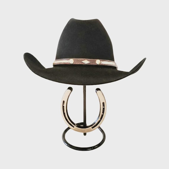 Cowboy Hat Stand with Horseshoe, American Made Hat Holder, Western Hat Rack, Desk Dresser Office Hat Display, Mark Christopher Collection