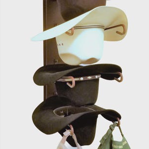 American Made 4 Hat Cowboy Hat Rack - Original Wall Mounted Rust Hat Holder - Western Decor