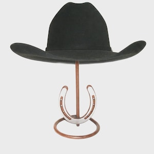 American Made Cowboy Hat Stand with Genuine Horseshoe – Rust | Mark Christopher Collection