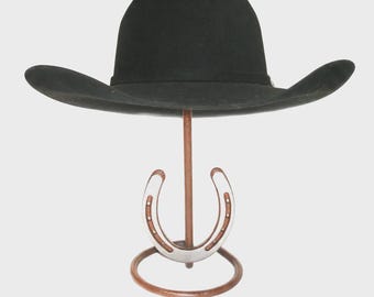 American Made Cowboy Hat Stand with Genuine Horseshoe – Rust | Mark Christopher Collection