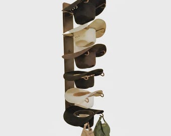American Made 6 Hat Cowboy Hat Rack - Wall Mounted Rust Steel Hat Holder - Western Decor