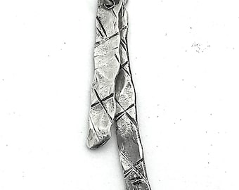 Recycled Fine Silver Bar Charm, Hammered Texture, Keepsake Pendant