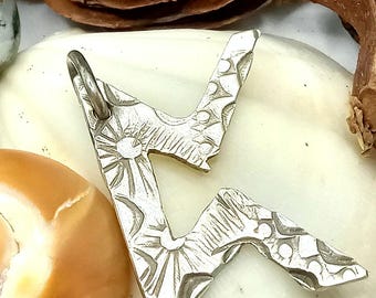 Recycled Fine Silver Perthro Runic Pendant, Handmade Ancient Writing Symbol Charm