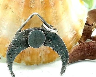 Handmade Crescent Pendant, Recycled Fine Silver Half Moon Charm