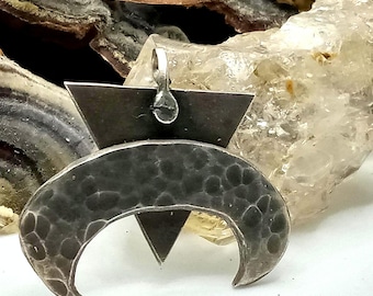 Half Moon Charm, Recycled Fine Silver Handmade Jewelry