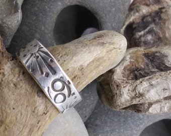Hand Forged Zodiac Statement Band in Recycled Fine Silver