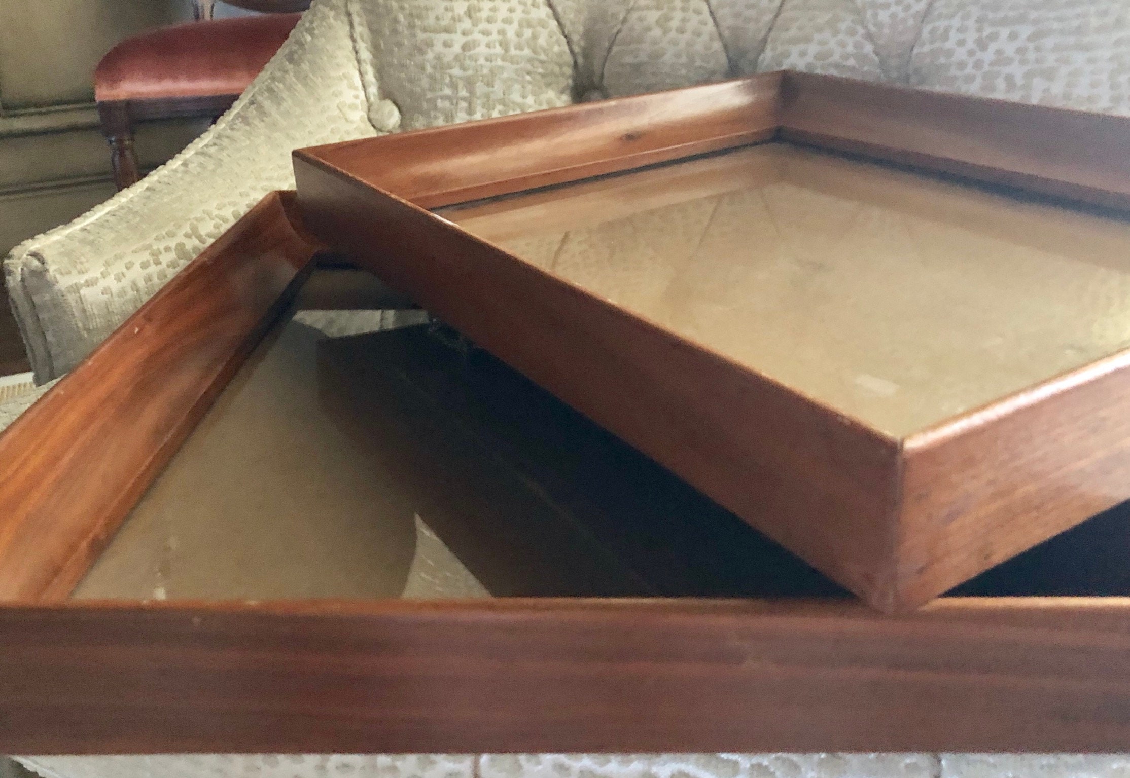 Two Mid Century Concave Walnut Frames 13x10 50