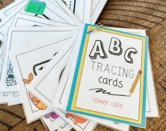 ABC Tracing cards, preschool handwriting practice, mini tracing cards, lower case letter tracing cards