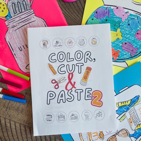 Cut and Paste crafts, spelling crafts, kindergarten crafts, coloring pages, cut and paste activities for kids, cut and paste practice