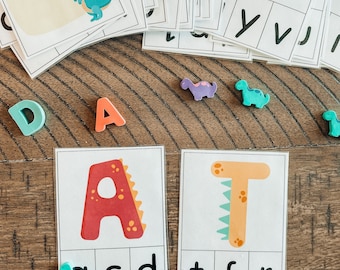 Alphabet Clip Cards / Dinosaur themed ABC practice cards