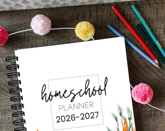 2026 Homeschool Planner, Undated planner, monthly, weekly planner, unit planner and lesson planner/ Homeschool mom planner