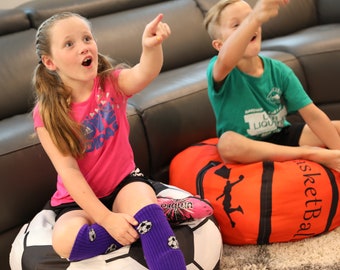 LARGE Zippered Sports Bean Bags for Stuffed Animal Storage!