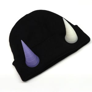 Customizable Magnet Horns with beanie, goth, gothic, demon, cosplay, oni, devil, Uv Reactive