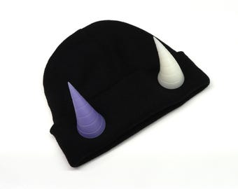 Customizable Magnet Horns with beanie, goth, gothic, demon, cosplay, oni, devil, Uv Reactive