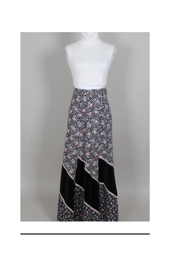 70's Gunne Sax Style Maxi Skirt Calico Florals