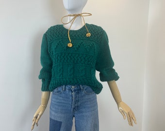 90s Jack Winter Hand Knit Acrylic Sweater Size L