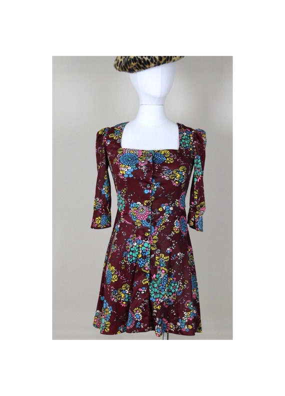 1970s Corky Craig California Floral Mini Dress 70s
