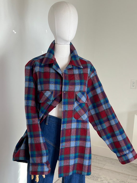 Pendelton Plaid Button Up Shirt Vintage Wool Plaid