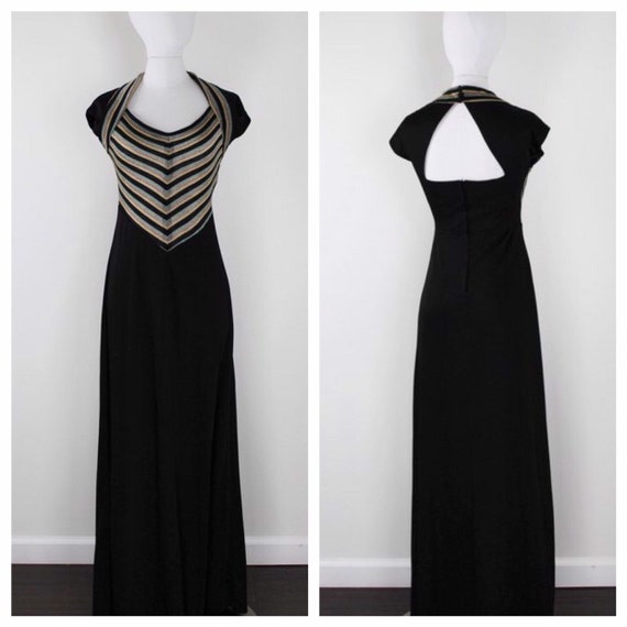 Vintage 70s Open Back Maxi Dress Vintage Trolley