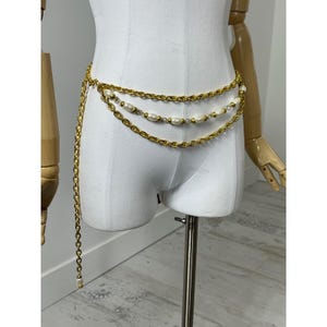 Vintage Y2K White Leather Layered Chain Belt Festival Statement Accessory Edgy bad girl chain belt - TikTok Shop main image 3