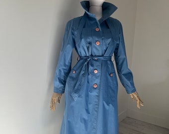 70s 80s Pioggia Trench Jacket Pale Blue Coat