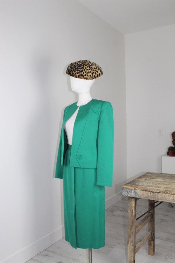 Vintage LOUIS FERAUD Vibrant Green Jacket and Skirt S… - Gem