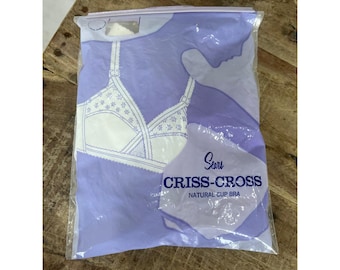 Vintage Sears Criss-Cross Natural Cup Bra White 38C Made in USA 53505