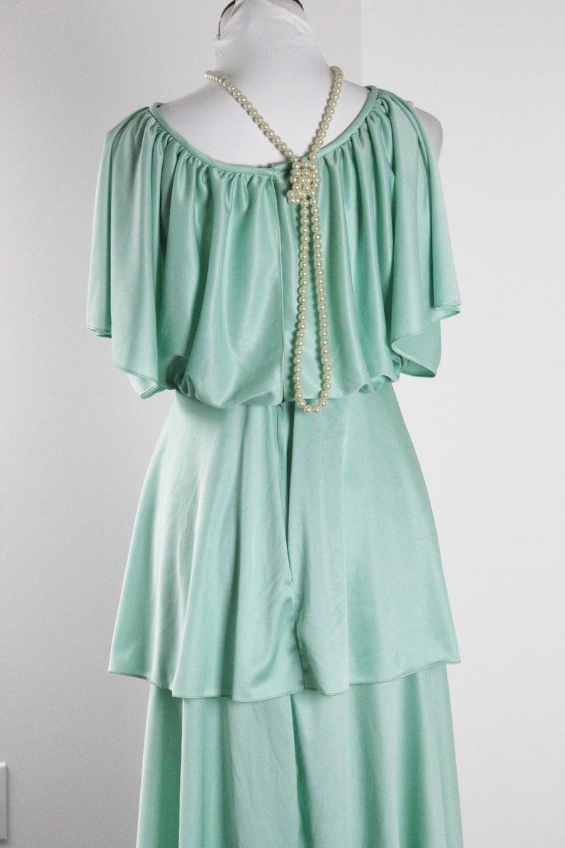 70s Flowy Tiered Dress Flutter Sleeves Butterfly Sleeves | Etsy