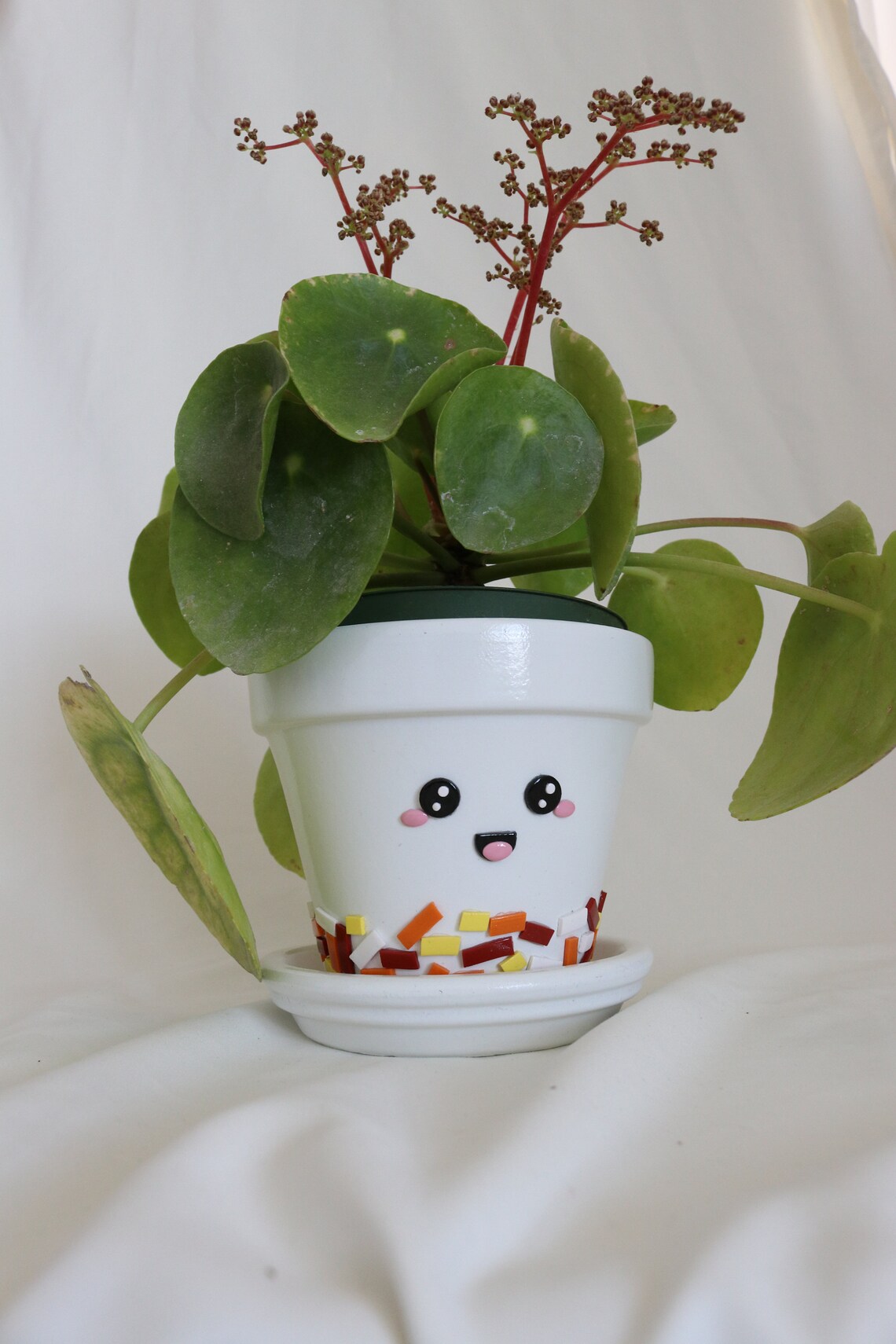 Boba Tea Plant Pot Coconut Milk Tea With Rainbow Jelly Clay Etsy