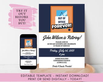 Retirement Party Invitation: Customizable Coworker Invite (Digital Download)