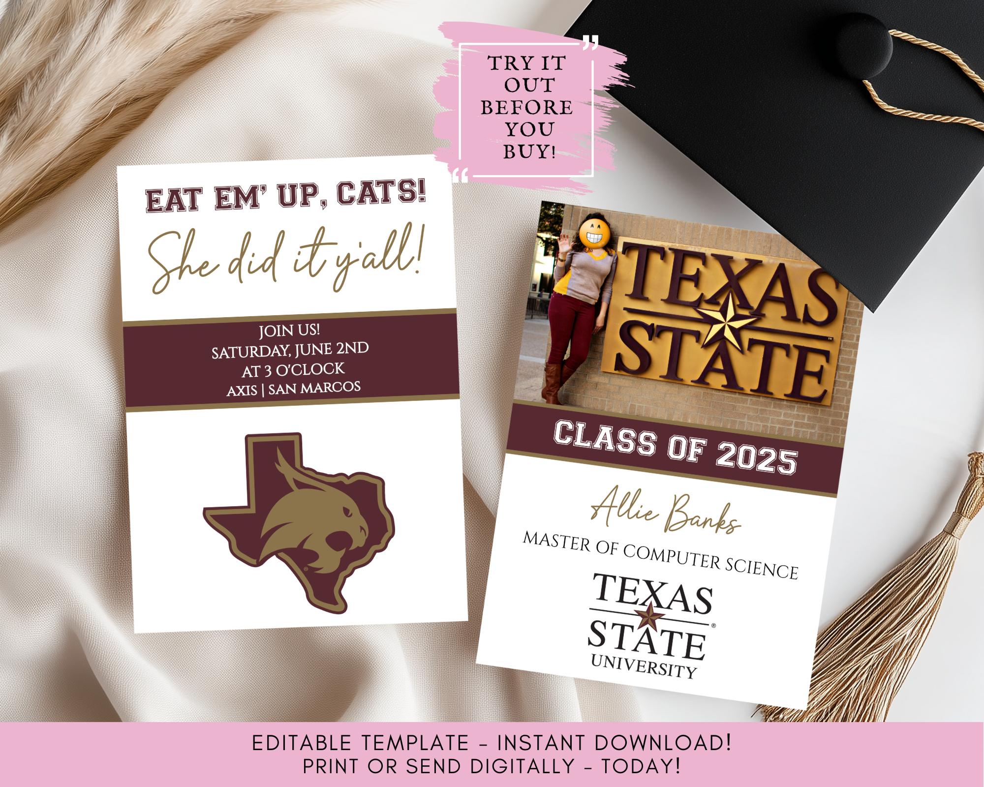 Texas State Bobcats Graduation Banner - 30x40 Inch College Flag For Graduate Gifts