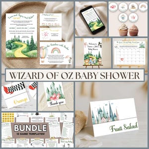 Wizard of Oz Baby Shower Invitation Bundle: Editable Printable Games (Digital Download)