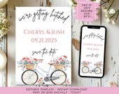 Floral Bicycle Save the Date: Rustic Wedding Announcement (Digital Download)