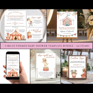 Circus Baby Shower Bundle | Editable Carnival Theme Templates | Big Top Baby Shower Printable Kit | Editable Invite & Games | Greatest Show
