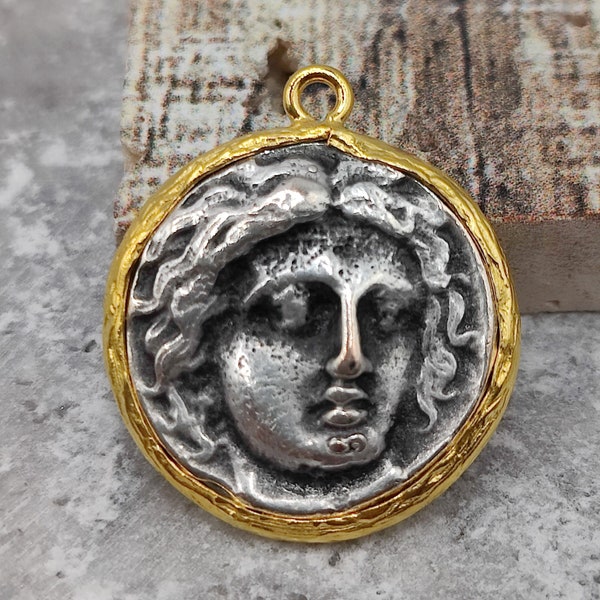 Coin Charm ,Findings for Earing Pendant Ancient Greek Medallion Charm Findings CN70020